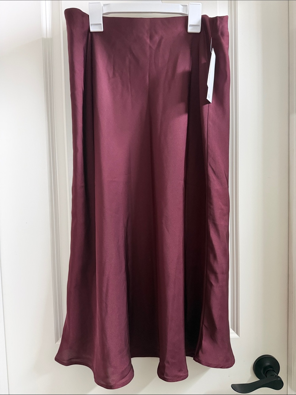 Sleek Burgundy A-Line Midi Skirt